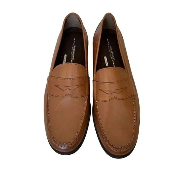 Rockport Men’s Brown Leather Round Toe Penny Loafer Oxford Stylish Shoes SZ 12 - Picture 2 of 16